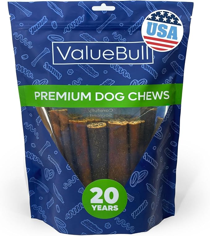 ValueBull USA Collagen Sticks for Dogs, 6 Inch Jumbo Chews, Natural Long-Lasting Dog Treats, 25 Count - Promotes Joint, Skin & Coat Health with Glucosamine and Chondroitin-Mewly Pet
