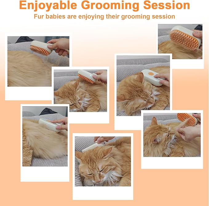 Nepfaivy Pet Steam Brush for Cat - Cat Steam Brushes for Indoor Cats Shedding, Rechargeable Steaming Brush for Dogs, Dog Mist Water Steamer, Pet Spray Hair Removal Comb for Massage Grooming-Mewly Pet