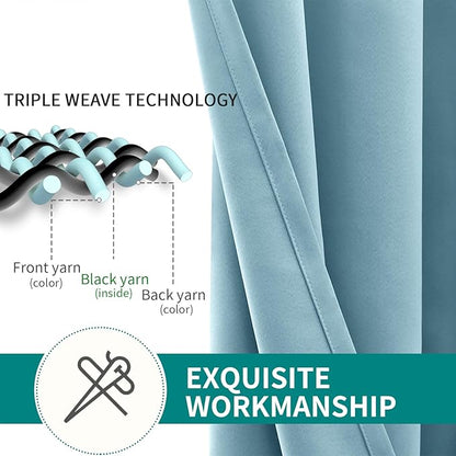 BGment Room Darkening Curtains 45 Inches Long - Grommet Thermal Insulated Drapes Window Treatment Curtains for Bedroom, 2 Panels, 52 x 45 Inch, Greyish Blue