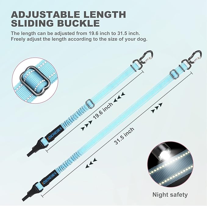 IOKHEIRA Dog Seatbelt, Adjustable, Reflective, Bungee Buffer, Large/Medium/Small, 900lbs, for Dogs-Mewly Pet