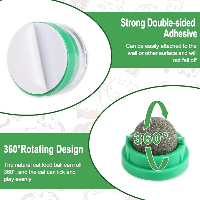 KIMOBER 6 Pack Catnip Ball for Cats,Edible Kitten Chew Toys with Catnip Silvervine Gall Fruit Flavors for Cats Lick Dental Teeth Cleaning Cats Wall Treats-Mewly Pet