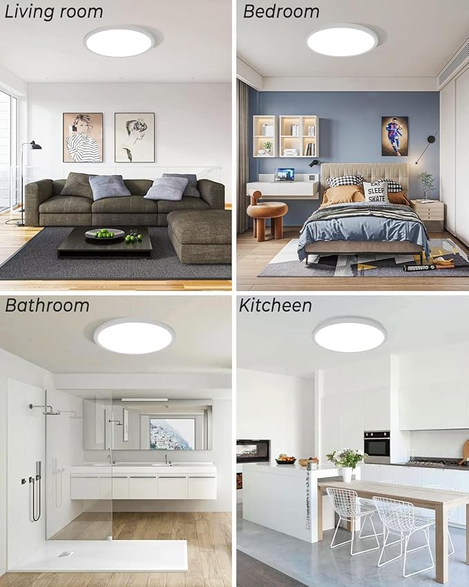 zemty 16.5 Inch LED Ceiling Light Flush Mount, 36W 4200lm Super Slim Flush Mount Ceiling Light Fixtures, 3000K/4500K/6000K Selectable Ceiling Lamp for Bedroom Kitchen Living Room (White)