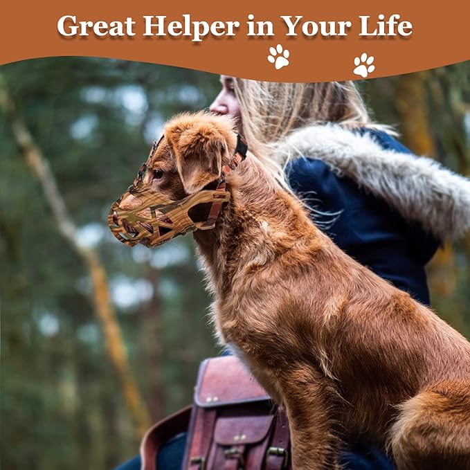 Dog Muzzle, Printed Basket Muzzle for Small Medium Large Dogs Dachshund, Beagle, German Shepherd, Breathable Pet Muzzles to Prevent Biting Chewing Scavenging, Allows Panting and Drinking-Mewly Pet