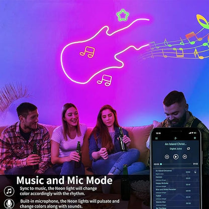 60FT Neon Rope Lights,Flexible Led Rope Light Control with App/Remote,Multiple Modes,Music Sync,IP65 Outdoor RGB Led Strip Lights Waterproof