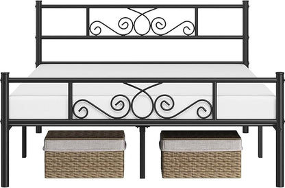 Yaheetech Full Bed Frames Metal Platform Bed with Headboard and Footboard for Bedrooms No Box Spring Needed Easy Assembly, Black/Full Bed