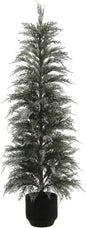 CG Hunter Holiday Collection, Set-of-1 Faux Flocked Cedar Tree, Premium Artificial Indoor Flocked Cedar Tree Stands 4' Tall in Pot–Perfect Christmas Decoration