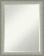 Amanti Art Silver Bathroom Mirror for Over Sink, 27x21 Elegant Brushed Pewter Narrow Rectangle Vanity Mirror, Medium Casual Frame, Hangs Horizonally and Vertically, Bathroom Wall Decor, Beveled Edge