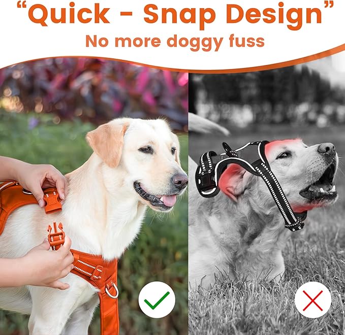 No Pull Dog Harness, Reflective Puppy Vest for Small Medium Large Sized Dog(Orange,XS)-Mewly Pet
