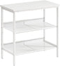 HOOBRO End Table, 3-Tier Narrow Side Table, Nightstand with 2 Flat or Slant Adjustable Shelves for Small Spaces, Hallway, Living Room, Bedroom, Sturdy, Easy Assembly, White WT23BZ01G1