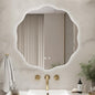 WallBeyond LED Bathroom Mirror with Lights, 24'' Wavy Round Light Up Bathroom Mirror, Anti Fog Led Mirror for Bathroom, 3 Colors and Dimmable Light