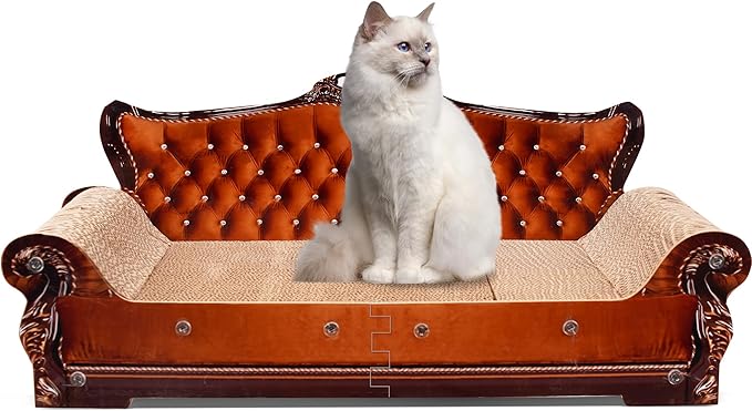 Sofa-Shaped Cat Scratching Couch & Lounge Bed - Thick Cardboard Cat Scratcher Pad (27.6" L x 12.4" W x 11.8" H)-Mewly Pet