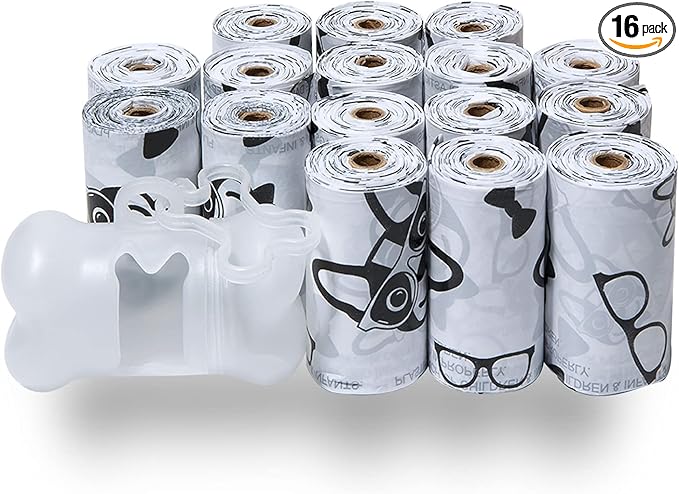 Best Pet Supplies Dog Poop Bags (240 Bags) for Waste Refuse Cleanup, Doggy Roll Replacements for Outdoor Puppy Walking and Travel, Leak Proof and Tear Resistant, Thick Plastic - White-Mewly Pet