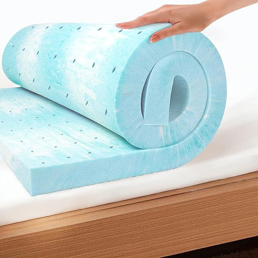 EGO Topper 2 Inch Queen Memory Foam Mattress Topper, Cooling Gel Foam Mattress Topper for Pressure Relief, Ventilated Design Bed Topper in a Box, CertiPUR-US Certified, 60"×80", Medium