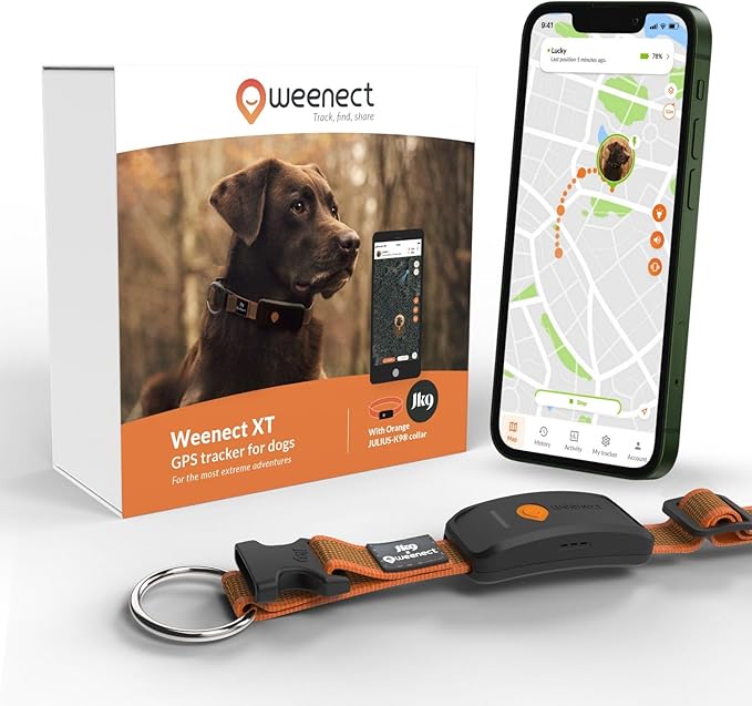 Weenect Dog XT - New GPS Collar for Dogs | XL Antenna | Waterproof | Ultra-Durable Integrated Julius-K9 Collar | Subscription Required-Mewly Pet