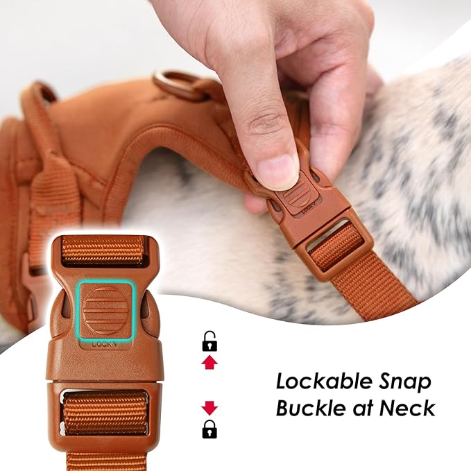 No Pull Dog Harness, Puppy Vest with Front Clip for Small Medium Large Sized Dog(Carmel Brown,L)-Mewly Pet