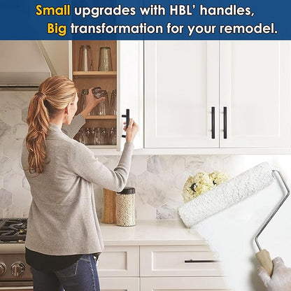 HBL' 60 Pack | 3 Inch Center to Center Matte Black Cabinet Pulls Kitchen Cabinet Handles,Made of Stainless Steel,Ideal for Cabinet,Drawer,Cupboard and Wardrobe.