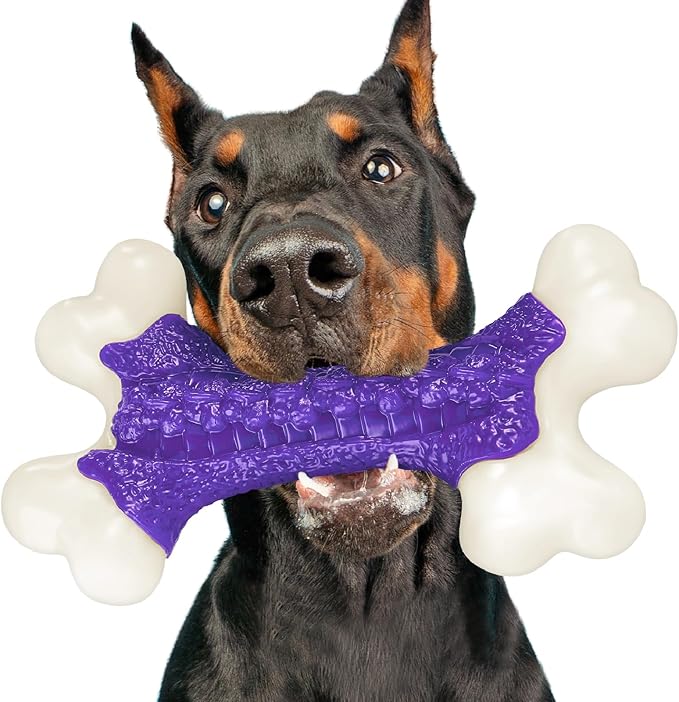 Tough Dog Chew Toys for Aggressive Chewers Large Medium Breed Bacon Flavor, Bone Toy Dog, Nylon Heavy Duty Extreme Indestructible Teething Training-Mewly Pet