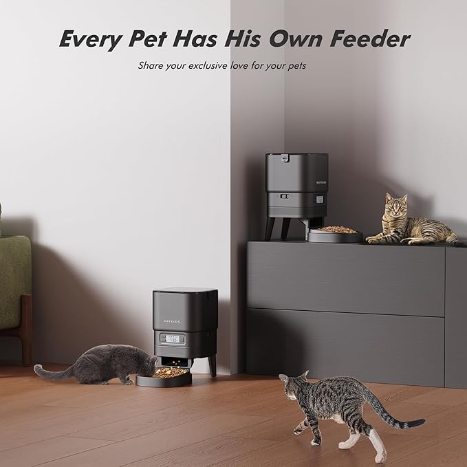 Automatic Cat Feeder - Nityers 4L Timed Cat Dry Food Dispenser, Programmable Portion Size,1-6 Meals Per Day, Dual Power Supply, Detachable Washable, Auto Pet Feeder for Cats and Small Dogs-Mewly Pet