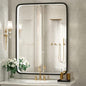 36x28 Inch LED Bathroom Mirror with Light,Black Metal Frame Lighted Vanity Mirror, Anti Fog Design&Dimmable&Touch Switch,Large Wall Mounted Makeup Mirror (Horizontal/Vertical)