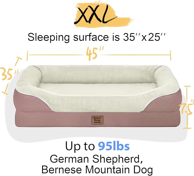 Orthopedic Washable Large Dog Bed - Dog Beds Large Sized Dogs with Removable Cover Waterproof Orthopedic Pet Bed XL Dogs Beds with Bolster-Mewly Pet
