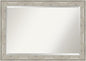 Amanti Art Silver Bathroom Mirror for Over Sink, 29x41 Crackled Metallic Rectangle Vanity Mirror, Large Country Rustic Frame, Hangs Horizonally and Vertically, Bathroom Wall Decor, Beveled Edge