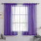 HUTO Short Purple Sheer Curtains 45 Inch Length for Girls Room Rod Pocket Sheer Window Drapes for Kitchen Bedroom Bathroom,Purple 2 Panels