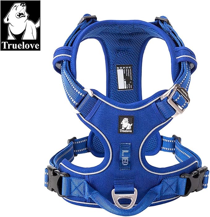 TRUE LOVE Dog Harness No Pull Nylon Reflective Pet Harness Adjustable Comfortable Control Step-in Brilliant Colors Truelove TLH56512 Royal Blue-Mewly Pet