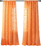 MYSKY HOME Pom Pom Orange Sheer Curtains for Bedroom Girls Room Curtains for Nursery Kids Light Filtering Boho Window Drapes, Rod Pocket, 52 x 95 Inches, 2 Panels