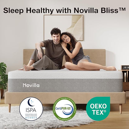 Novilla 10 inch Memory Foam Mattress King, Mattressess King Size in a Box with Gel Foam for Comfortable Sleep & Pain Relief & Body Support, CertiPUR-US Certified