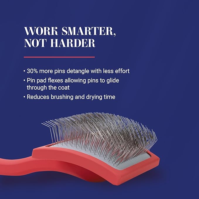 Chris Christensen Baby G Dog Slicker Brush for Dogs (Goldendoodles, Labradoodles, Poodles), Groom Like a Professional, Fluff Detangle Style, Saves Time Energy, Coral, Small-Mewly Pet