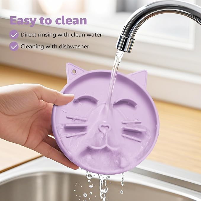 Coomazy Silicone Slow Feeder Dog Cat Bowls, Interactive Puzzle Toy for Pets Dry/Wet Food Training, Keeps Dogs Cats Busy, Prevents Puppy Kitty Overeating (Purple, 0.8 Cup)-Mewly Pet