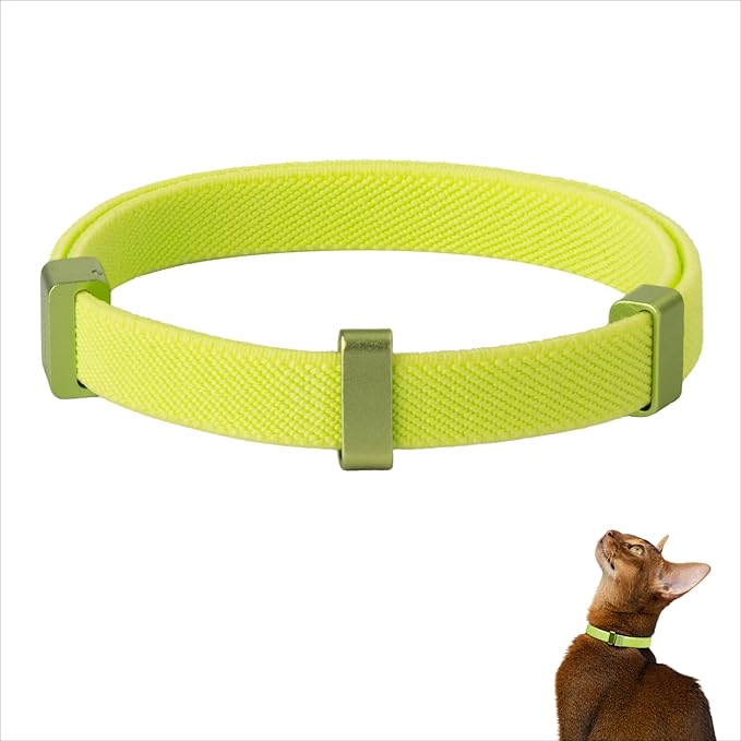 Safety Cat Collar Pro - U.S. IDA Gold Awarding Design, Elastic Quick Release Cat Collar with Buckle Non Breakaway - Lightweight for Kitten All Small Large Cats (Lime Green, S 5.9-11.8")-Mewly Pet