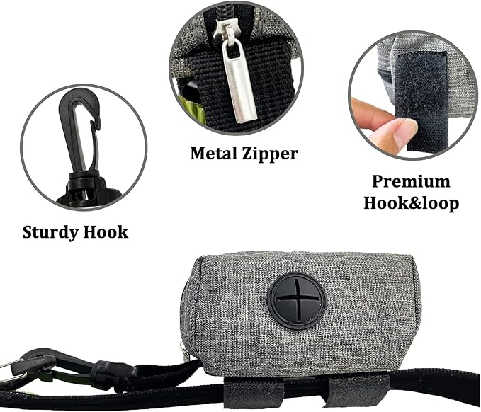 (2 Pack) Dog Poop Bag Holder for Leash,Doggie Waste Bag Dispenser Small Doggy Poop Bag Zipper Pouch with Carabiner Clip, Leash Attachment Holder for Pet Puppy Poop Bags-Mewly Pet