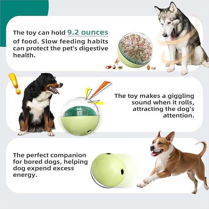 KADTC Extra-Large Dog Giggling Treat Dispenser Ball - Adjustable Food Dispensing Speed - Puppy Mind Game Puzzle Slow Feeder for Medium/Large/Extra Large Dogs Aggressive Chewers Breed-Mewly Pet