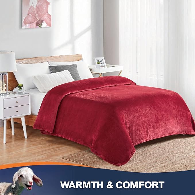 Walensee Fleece Blanket Plush Throw Fuzzy Lightweight (XL-Twin Size 66x90 Red) Super Soft Microfiber Flannel Blankets for Couch, Bed, Sofa Ultra Luxurious Warm and Cozy for All Seasons