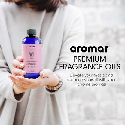 AROMAR Premium Fragrance Oil - Essential Oil for Diffusers & Home Aromatherapy - Baby Soft - 8oz