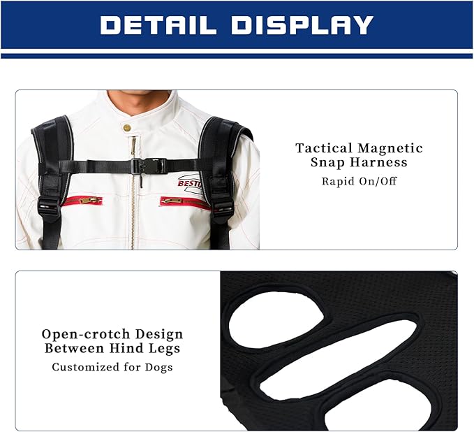 Dog Backpack Carrier - Spine-Friendly for Large Dogs(36-66lbs) Horizontal Design Dog Carrier with Adjustable Back Straps for Joint Injuries, Arthritis, Ideal for Stairs, Elderly Dogs(Size XXL)-Mewly Pet