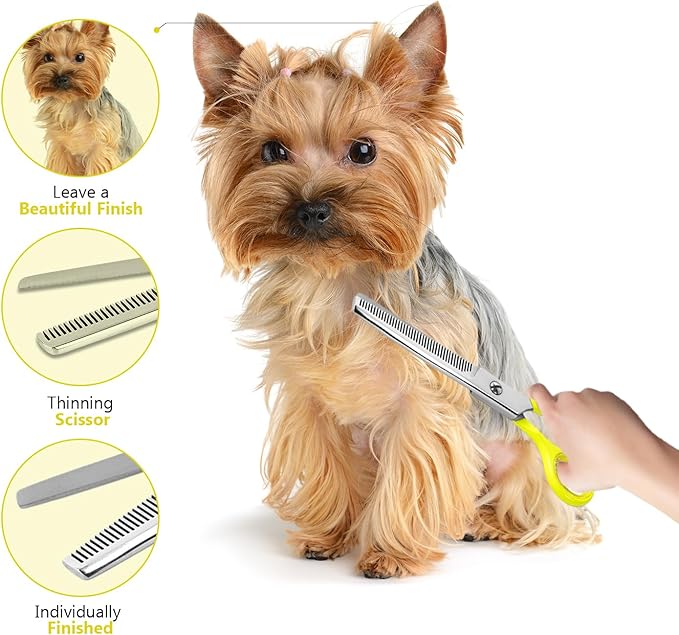 Laazar Dog thinning shears for dogs - Sharp Stainless Steel Blades with Colorful Handles, Safe and Easy-to-Use With Beautiful results, Long Lasting dog grooming thinning shears-Mewly Pet