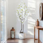 7.2 ft White Artificial Cherry Blossom Tree for Home Decor, Nearly Nature Faux Silk Flower Tree Indoor, Fake Realistic White Flowering Plant for Living Room Wedding Office Decorations