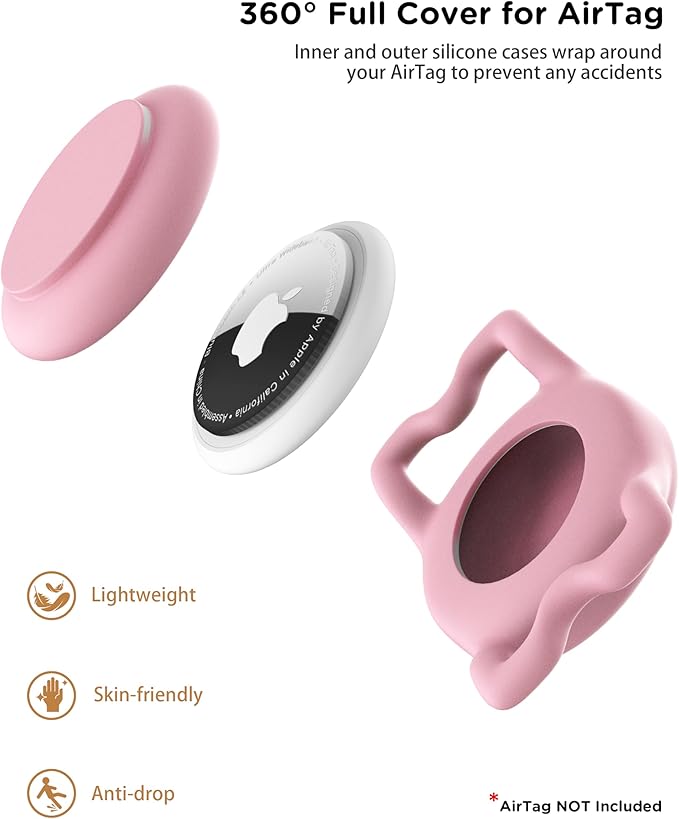 Dog Collar with Waterproof AirTag Holder & Anti-Lost QR Code, Cute Bling Warpping Adjustable Width for Small Medium Large Pet (Red, M)-Mewly Pet