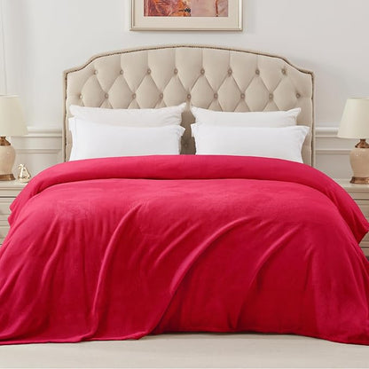 Exclusivo Mezcla Fleece Blanket Twin Size for Bed, Super Soft and Warm, All Season Use, Cozy, Plush, Lightweight, 60x80 Inches Red