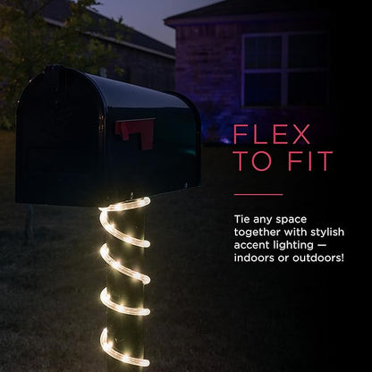 UltraPro LED Rope Lights, 25ft Classic Clear Rope, Warm White Light 3000K, Indoor/Outdoor, Flexible, Linkable, Durable, Rope Lights Outdoor, 54504