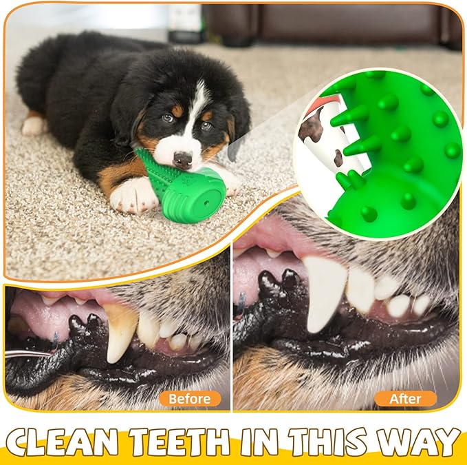 Christmas Dog Gifts, Dog Toys for Small Dogs Dog Toothbrush for Teething Cleaning, Rubber Squeaky Toys for Puppy-Mewly Pet