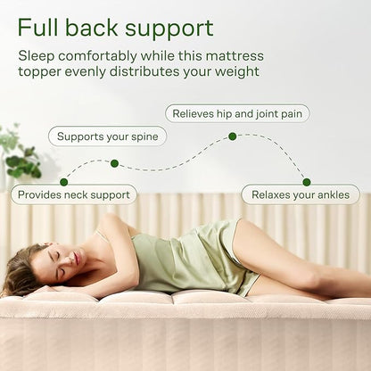 Ultra Soft Twin XL Size Mattress Topper - Viscose Made from Bamboo Pillow Top Mattress Pad for Back Pain Relief - Naturally Cooling for Hot Sleepers, Beige