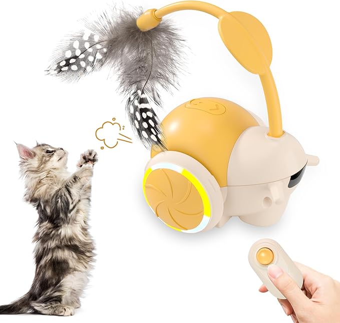 Cat Toys for Bored Indoor Adult Cats,Remote Control Cat Toy with 4 Directions,LED Lights Interactive Remote Control Dog Toy (Orange)-Mewly Pet