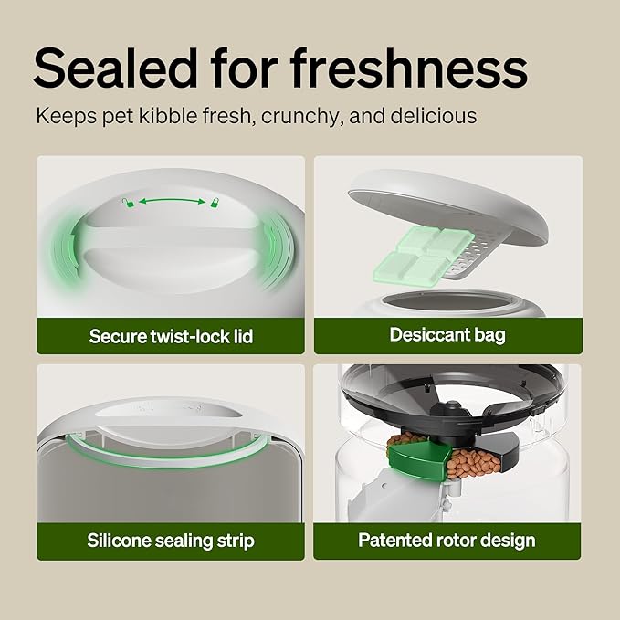 PETLIBRO 5L Automatic Cat Feeder for 2 Cats, 5G&2.4G Wi-Fi Programmable Cat Food Dispenser with Dual Stainless Steel Bowls, Airtight Lock Fresh Technology, Low Food Sensor-Mewly Pet