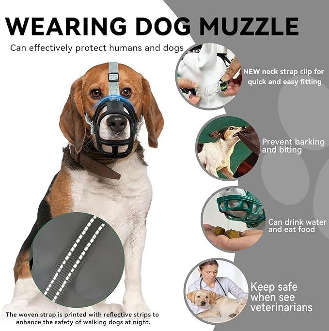 Dog Muzzle, Basket Muzzle for Small Medium Large Dogs, Anti-Biting and Chewing, Lightweight & Sturdy Cage Design, Allows Panting & Drinking, Ideal for Grooming & Training(Black Size S)-Mewly Pet