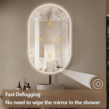 40" x 24" Oval LED Mirror for Bathroom, Backlit Vanity Mirror with Lights, Frameless Smart Wall Mirror, 3 Colors Stepless Dimmable, Anti-Fog, Shatterproof, Memory, CRI95+(Horizontal/Vertical)