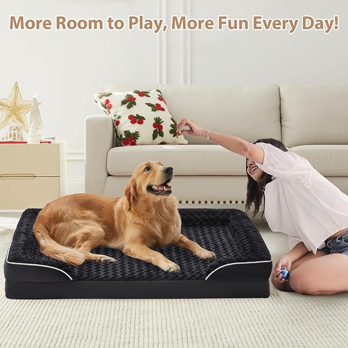 WNPETHOME Dog Beds for Large Sized Dogs, Washable Orthopedic Dog Couch Sofa Bed with Waterproof Lining & Non-Skid Bottom for Pet Sleeping-Mewly Pet