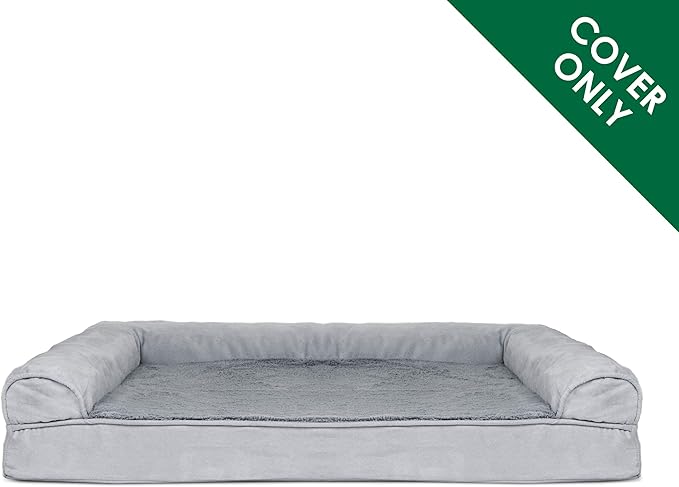 Furhaven Replacement Dog Bed Cover Plush & Suede Sofa-Style, Machine Washable - Gray, Large-Mewly Pet